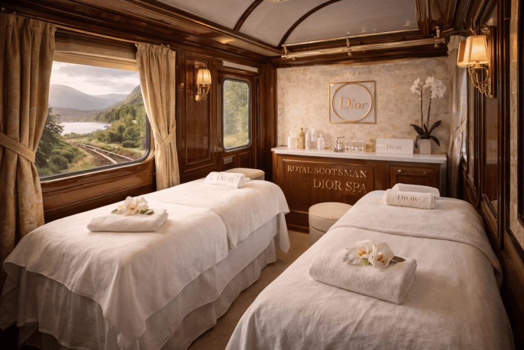 spa Dior dans le train Royal Scotsman